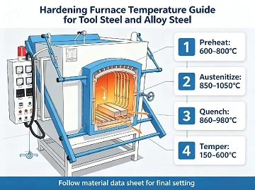 Gu&iacute;a de temperatura del horno de endurecimiento para acero para herramientas y acero aleado